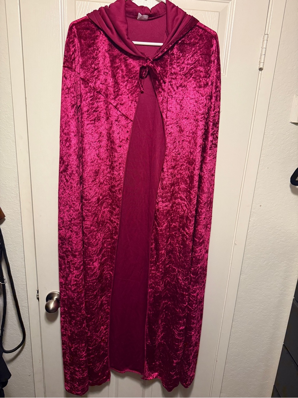 Spirit Velvet Hooded Cape in Deep Magenta